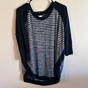 Maurices Black and Gray Striped 3/4 Sleeve Top